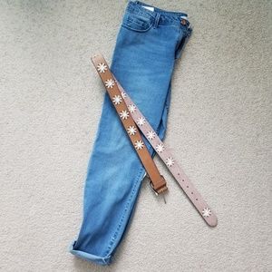 Target Light Brown Belt with Laced Cream Flowers